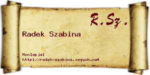 Radek Szabina névjegykártya